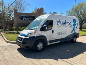 The bluefrog Plumbing and Drain service vehicle in Katy Texas at Chesterfield