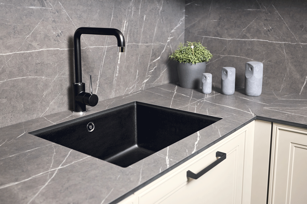 black modern sink with grey countertops plumbing fixtures katy tx sugarland tx 