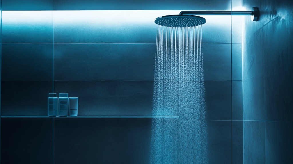 Modern bathroom with shower.