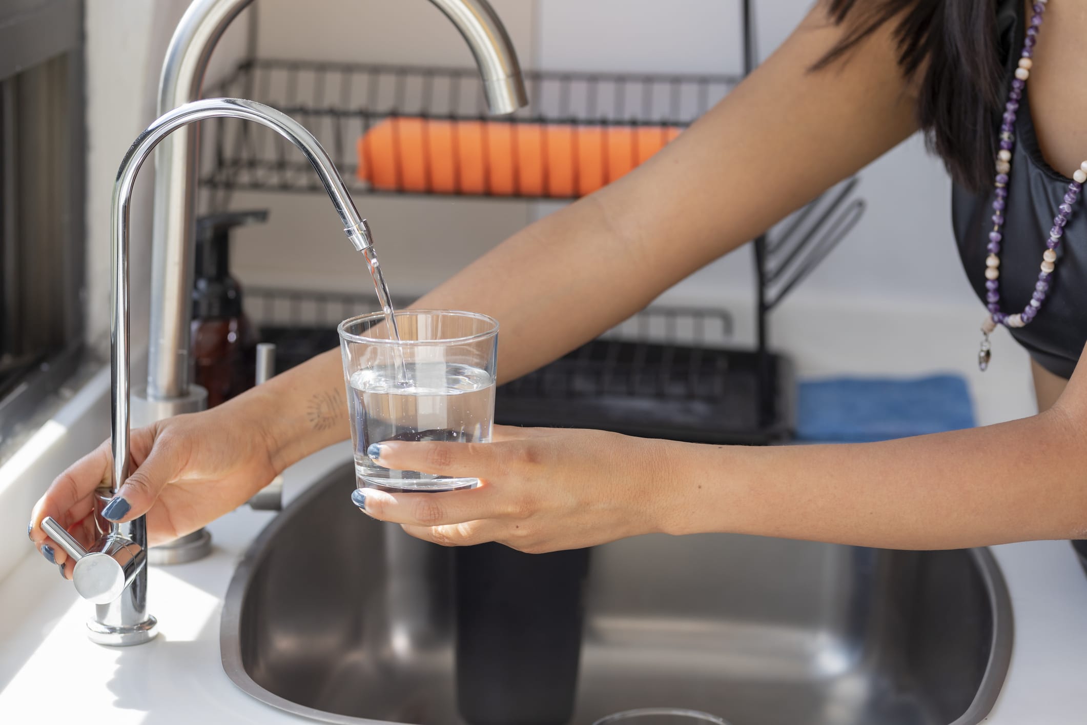 Glass that fills with water from air gap faucets.